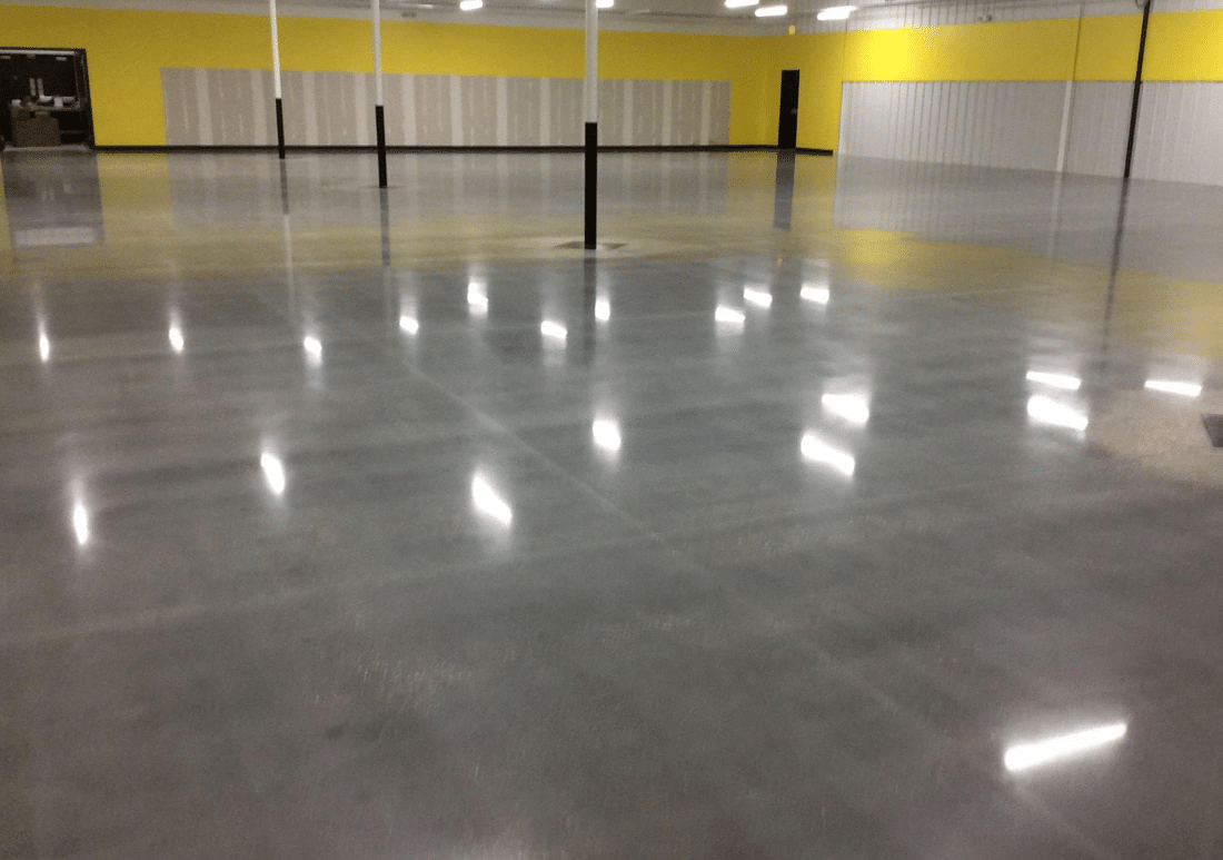 high gloss polished concrete floor in commercial space
