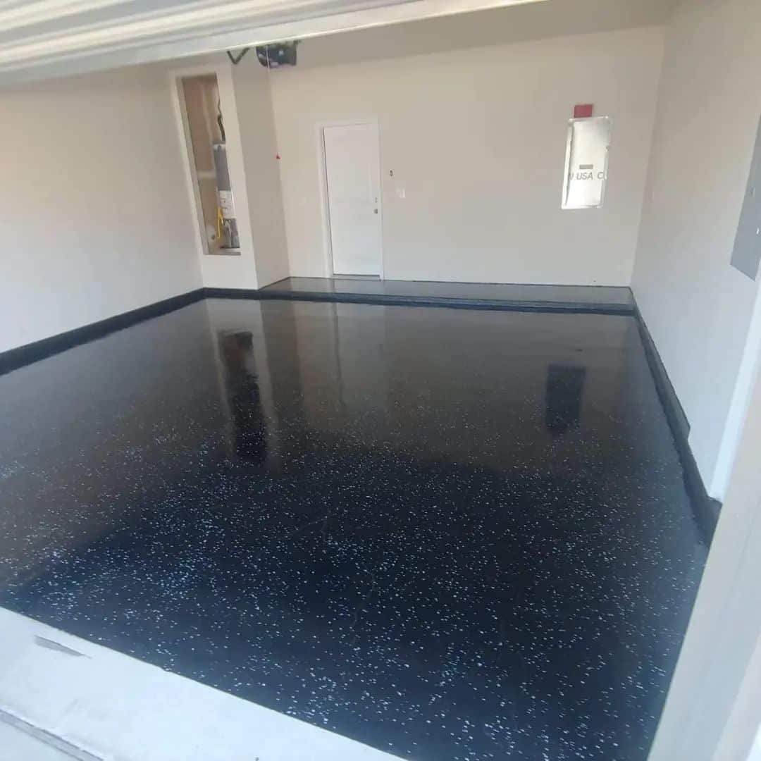 flake epoxy flooring in a new home in Austin, TX